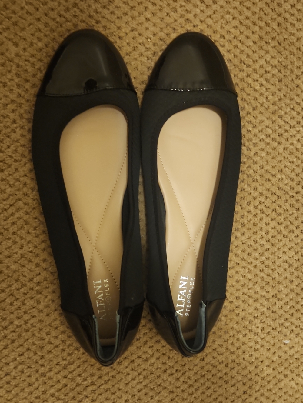Alfani Black Cap-Toe Slip-On Ballet Flats